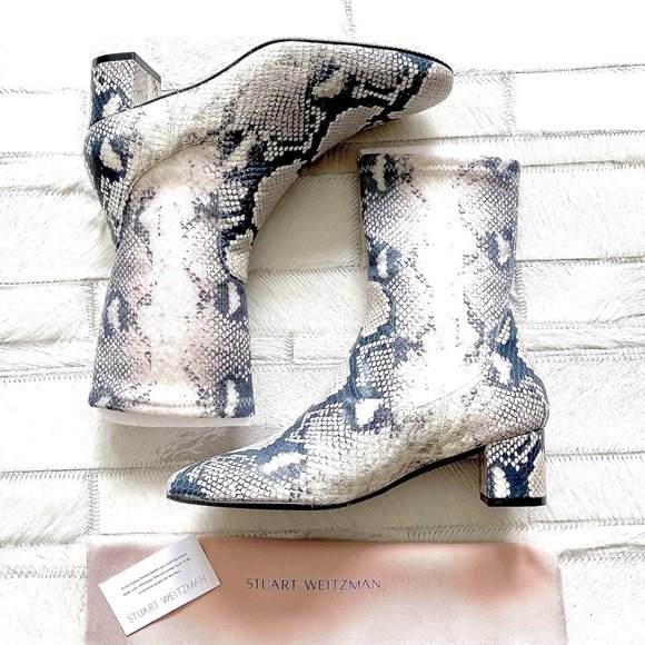 HP🎉 NWT Stuart Weitzman Ernestine Python Print Leather Boots - Picture 5 of 11